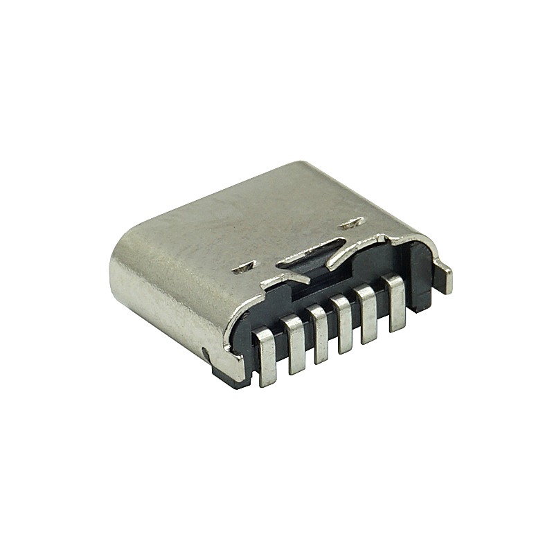 TYPE-C母座6PIN 短體立式貼板180度