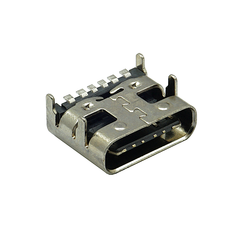 USB TYPE-C連接器單排6PIN板上快充母座